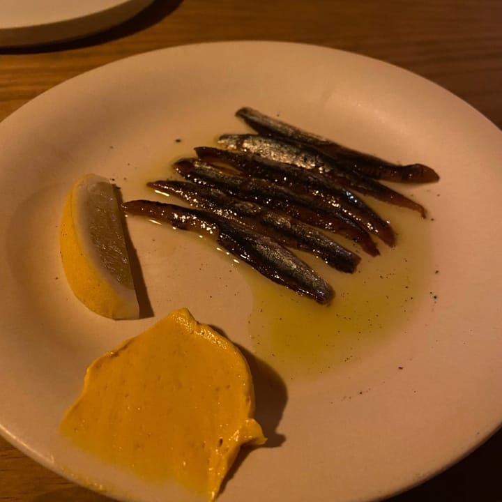 Fresh anchovy with a burnt butter and lemon