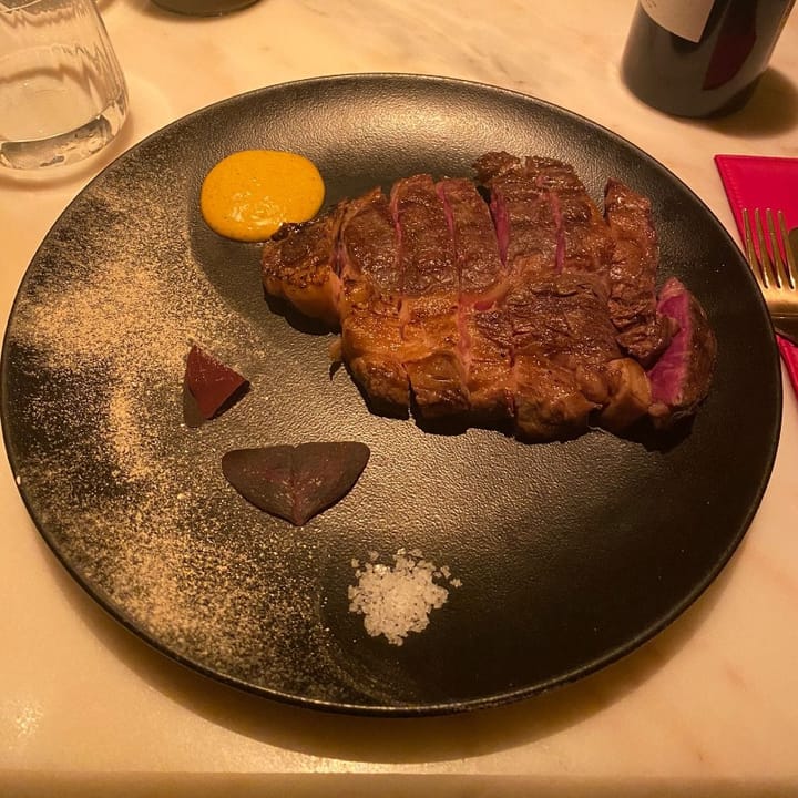 A 300 gram entrecote steak grilled to medium rare perfection 